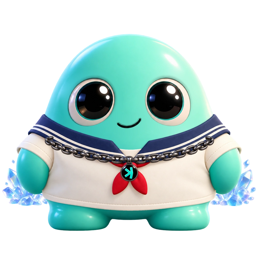 Blob #0011 with a sailor shirt and Kaspa pendant